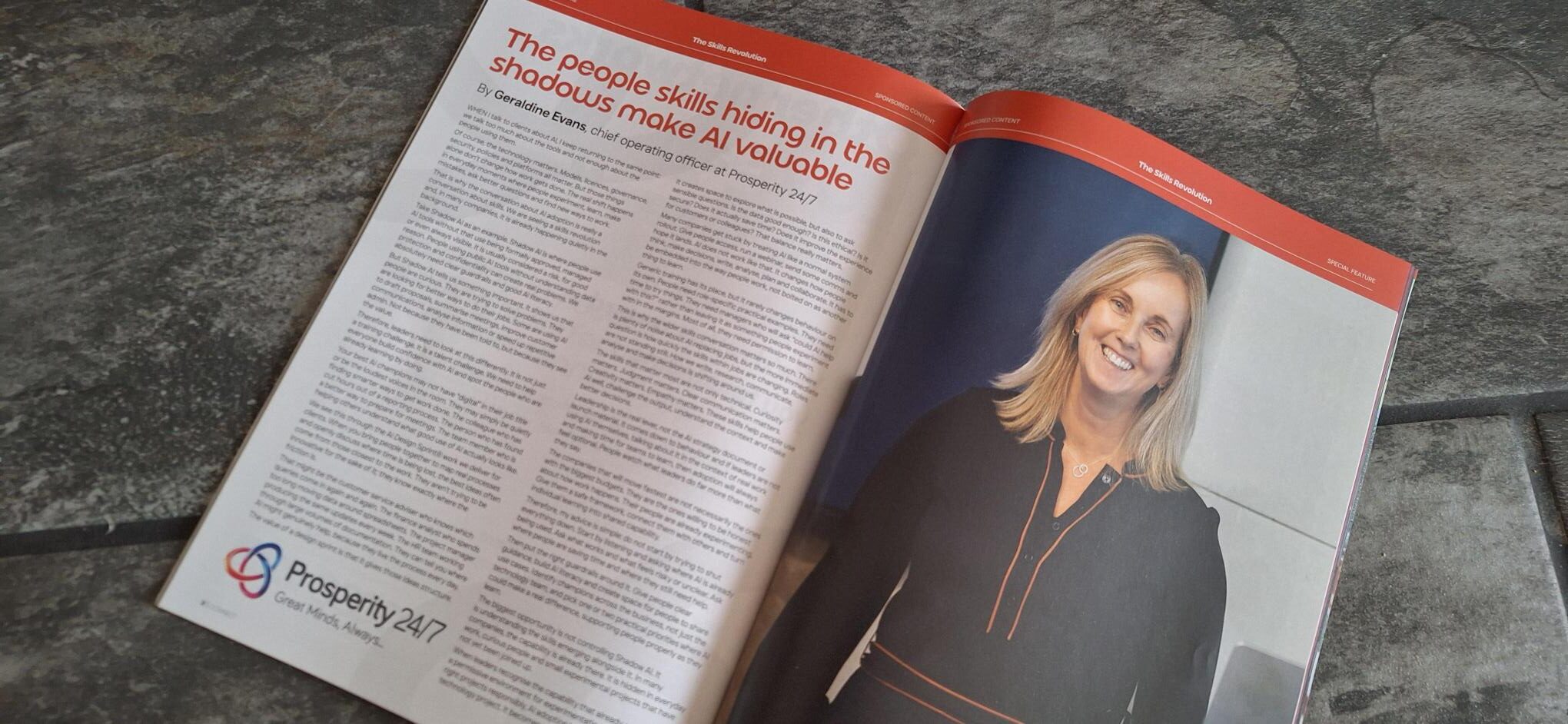 Geraldine Evans feature in Connect magazine